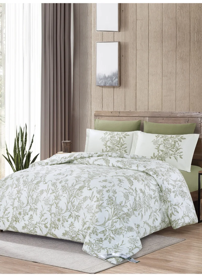 Donetella Printed 4-Pcs Single Comforter Bedding Set Fits 120x200cm -Includes Comforter, Fitted Sheet, Pillow Shams & Pillowcases – Soft Microfiber Fabric with Soft 350 GSm Filling