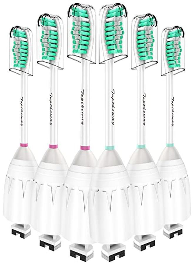 Toptheway Replacement Brush Heads For Sonicare E-Series Essence Xtreme Elite Advance And Cleancare Screw-On Toothbrush Handles Hx7022/66, 6 Pack - Image 1