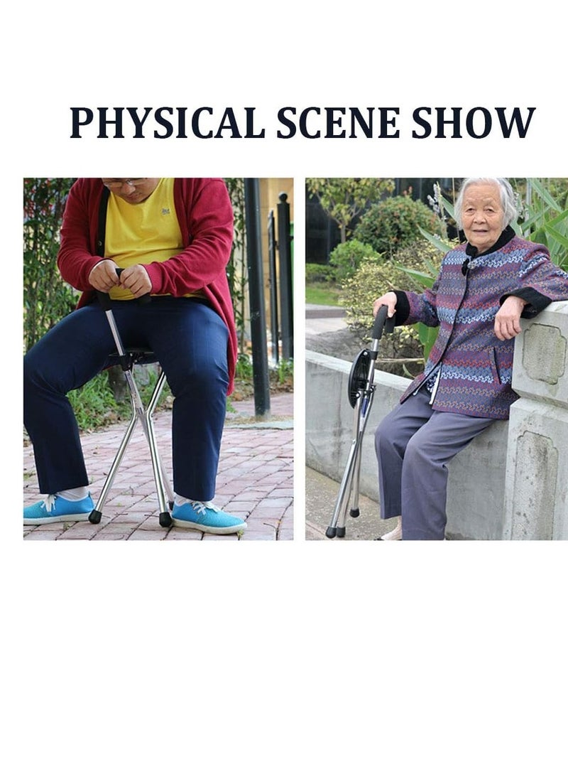 Generic - Walkers for seniors, Adjustable Crutches, Folding Seat Cane Walking Stick & Chair Height Tripod Suitable The Elderly rollator walker, Durable Mobility Aid - Image 1