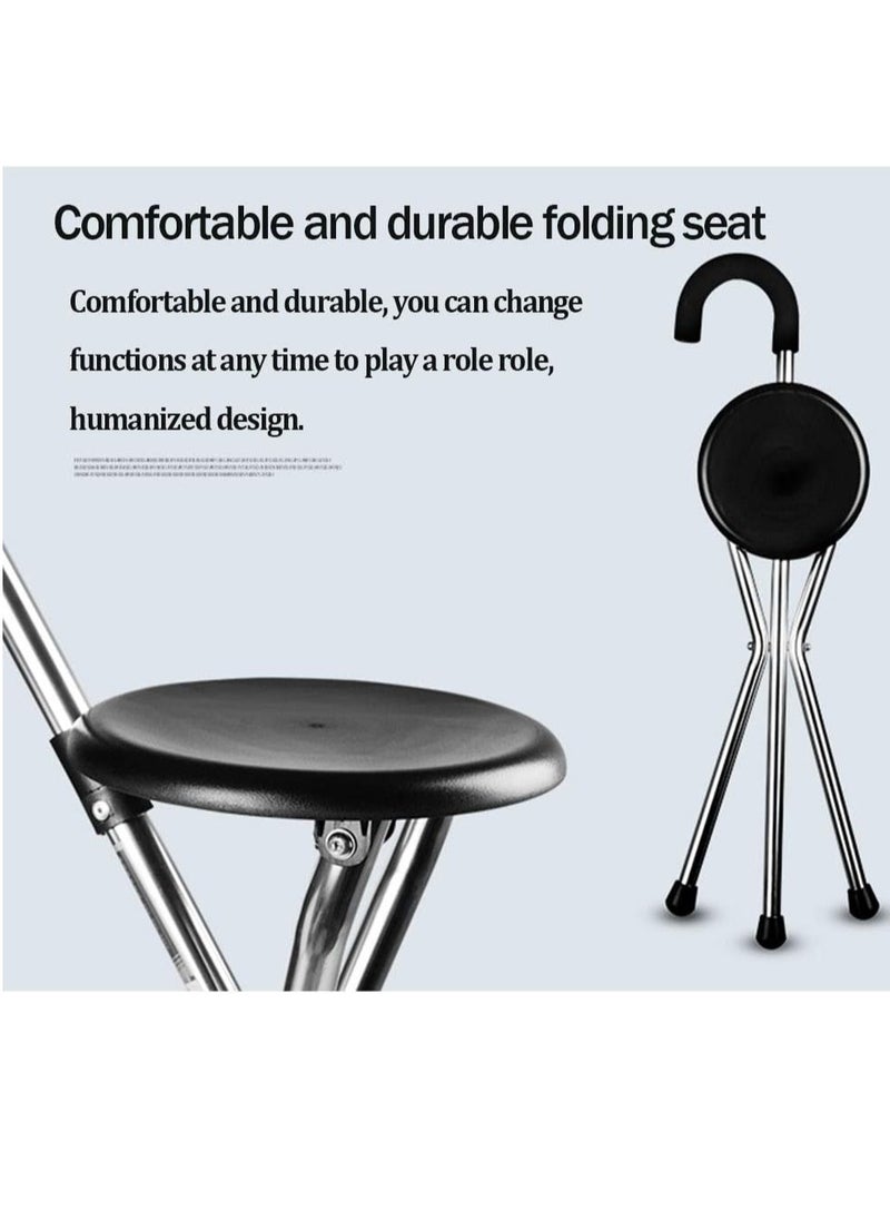 Generic - Walkers for seniors, Adjustable Crutches, Folding Seat Cane Walking Stick & Chair Height Tripod Suitable The Elderly rollator walker, Durable Mobility Aid - Image 1