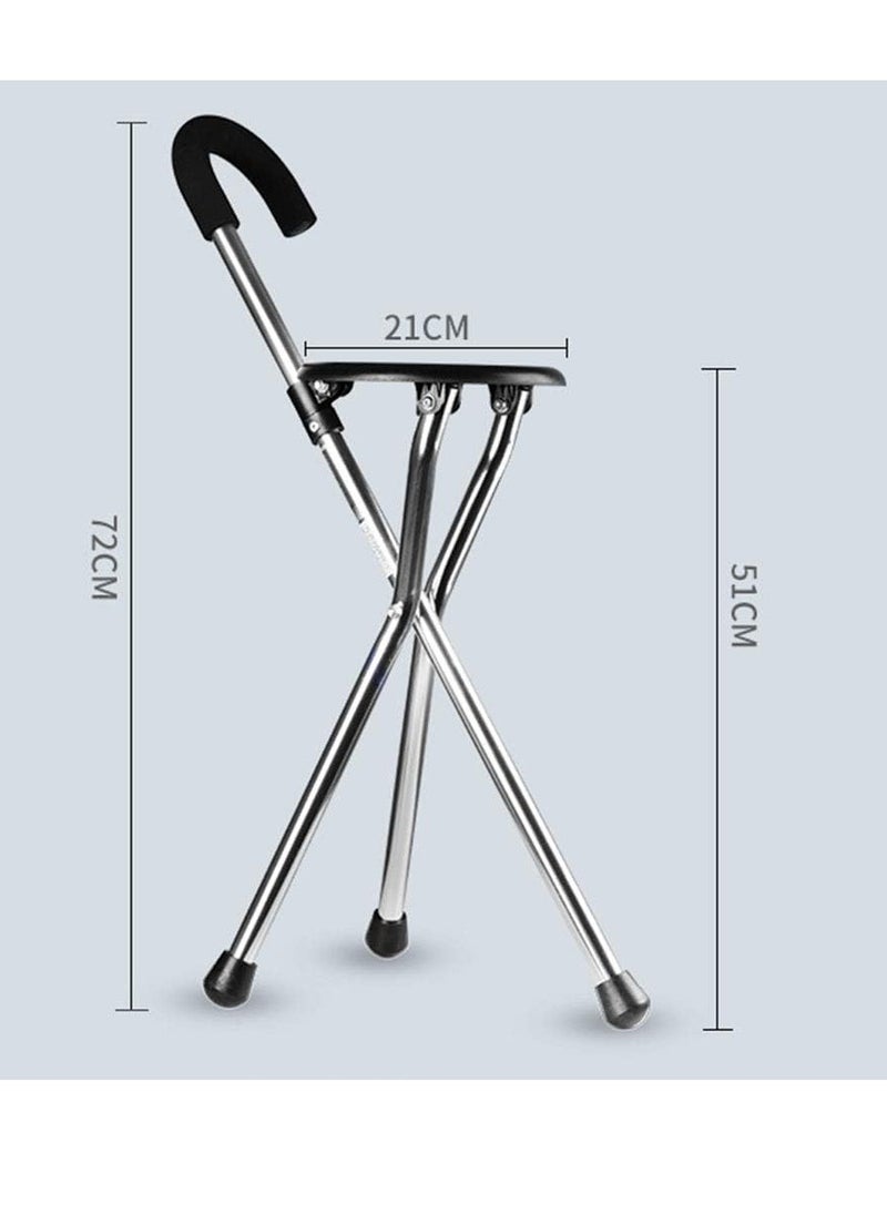 Generic - Walkers for seniors, Adjustable Crutches, Folding Seat Cane Walking Stick & Chair Height Tripod Suitable The Elderly rollator walker, Durable Mobility Aid - Image 1