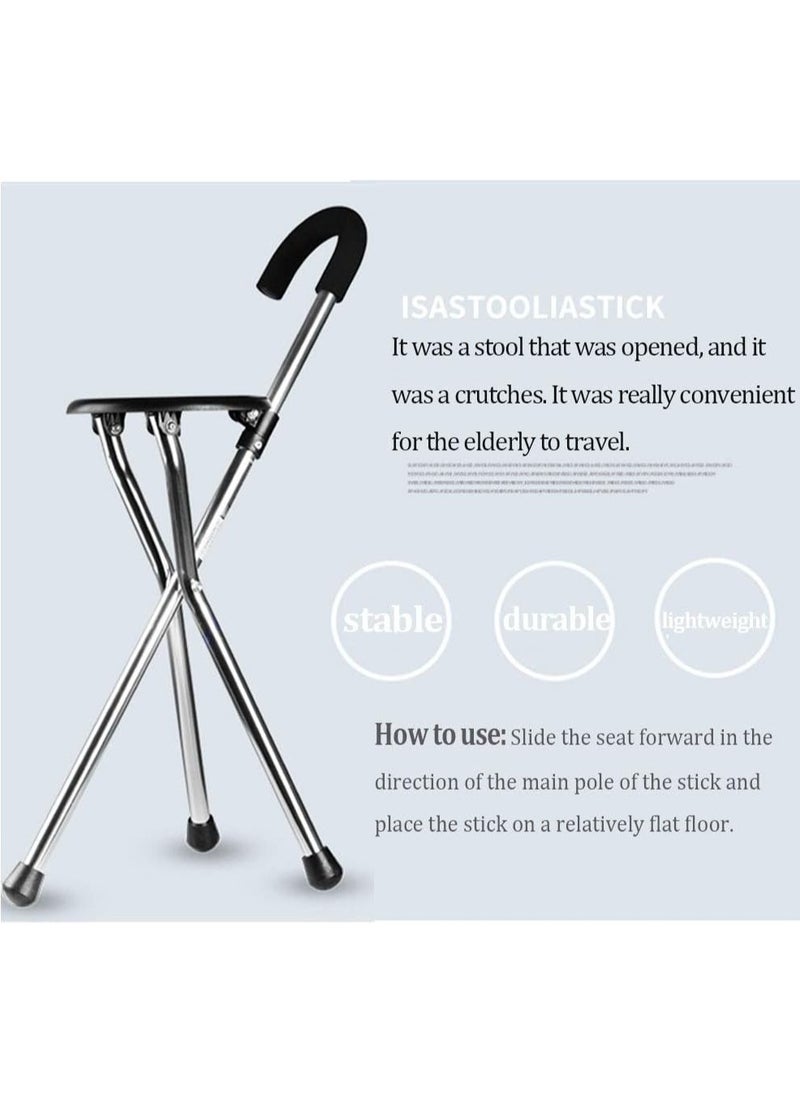 Generic - Walkers for seniors, Adjustable Crutches, Folding Seat Cane Walking Stick & Chair Height Tripod Suitable The Elderly rollator walker, Durable Mobility Aid - Image 1