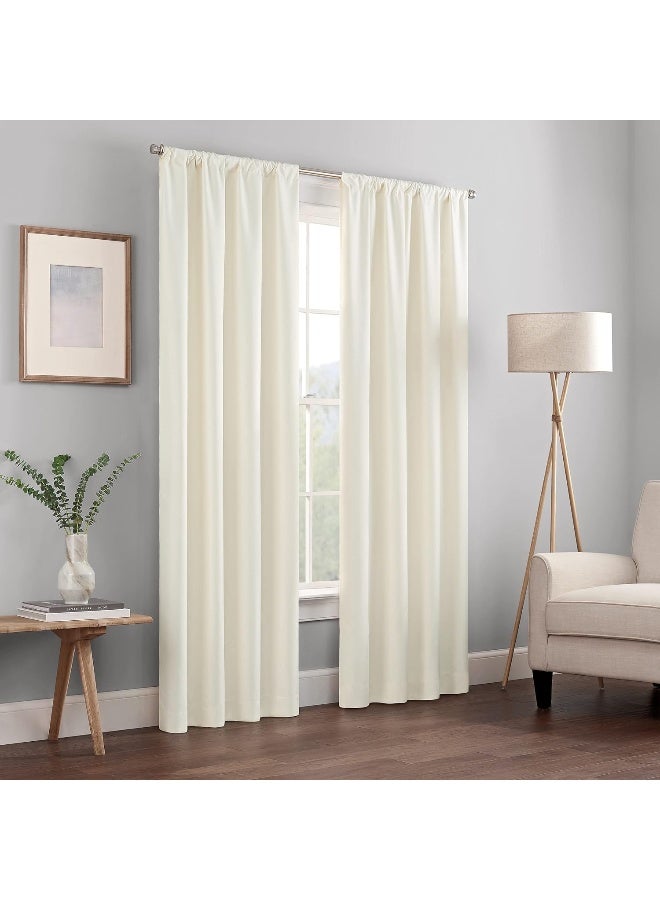 ECLIPSE Kendall Modern Blackout Thermal Rod Pocket Window Curtain for Bedroom or Living Room 1 Panel 42 X 63 Ivory - Image 3
