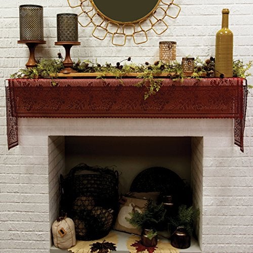 Heritage Lace OL-1995MSDP Dark Paprika Oak Leaf Mantle Scarf - Image 5