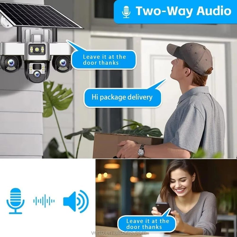 V380 Max 4G Digital Zoom 3 Lens 3 Screen 6MP Solar Powered Battery Camera CCTV Security V380 CCTV Camera Solar 4G 355° Pan 90° Tilt, IP66 Waterproof,Color Night Vision 4K - Image 3