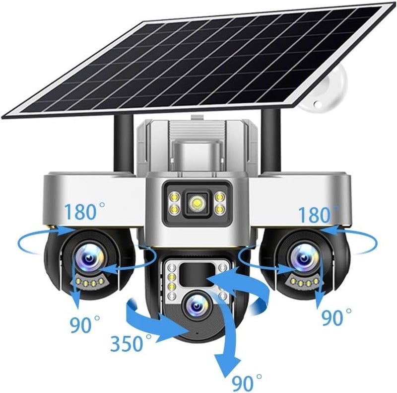 V380 Max 4G Digital Zoom 3 Lens 3 Screen 6MP Solar Powered Battery Camera CCTV Security V380 CCTV Camera Solar 4G 355° Pan 90° Tilt, IP66 Waterproof,Color Night Vision 4K - Image 5