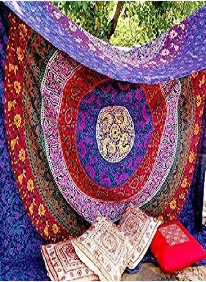 Marubhumi - Marubhumi Hippy Mandala Bohemian Tapestries, Indian Dorm Decor, Psychedelic Tapestry Wall Hanging Ethnic Decorative Tapestry (Purple Multi, 85 x 55 Inches) - Image 1