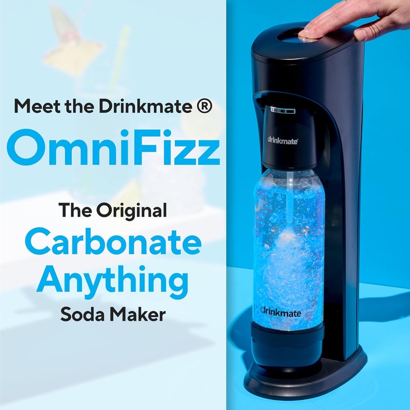 DrinkMate OmniFizz Sparkling Water and Soda Maker, Carbonates Any Drink Without Diluting It, CO2 Cylinder Not Included (Matte Black) - Image 1
