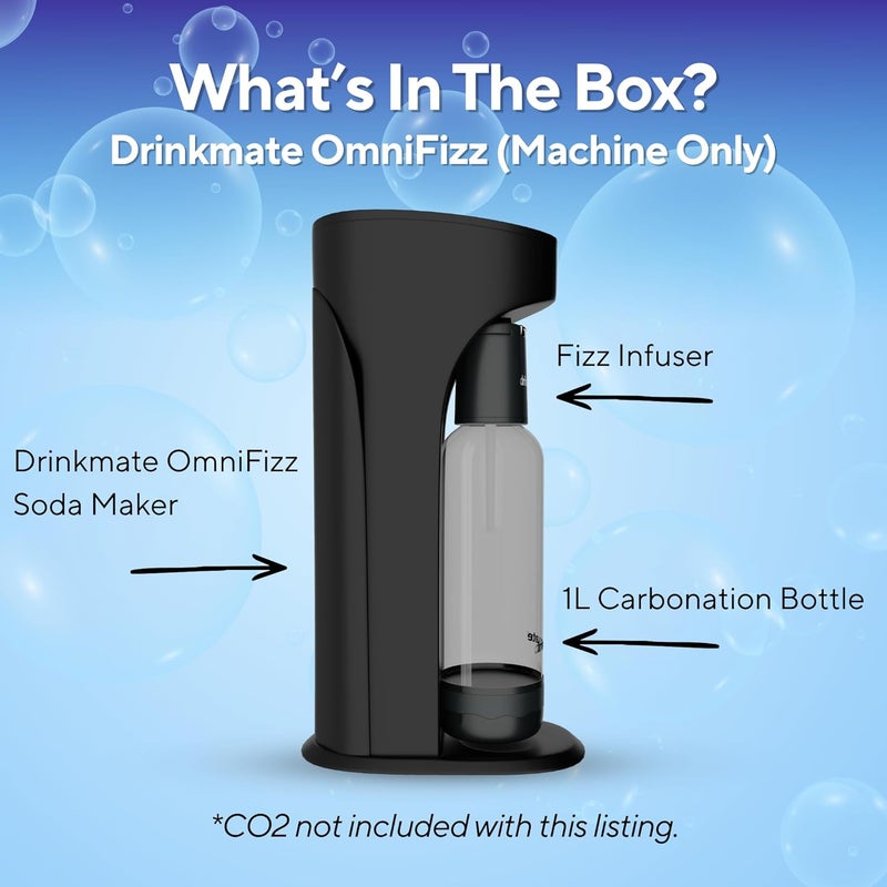 DrinkMate OmniFizz Sparkling Water and Soda Maker, Carbonates Any Drink Without Diluting It, CO2 Cylinder Not Included (Matte Black) - Image 4