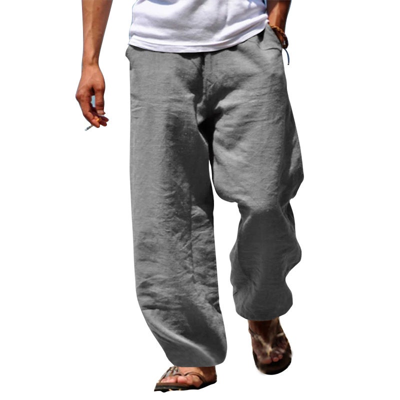Men's Casual Linen Cotton Drawstring Pants - Image 5