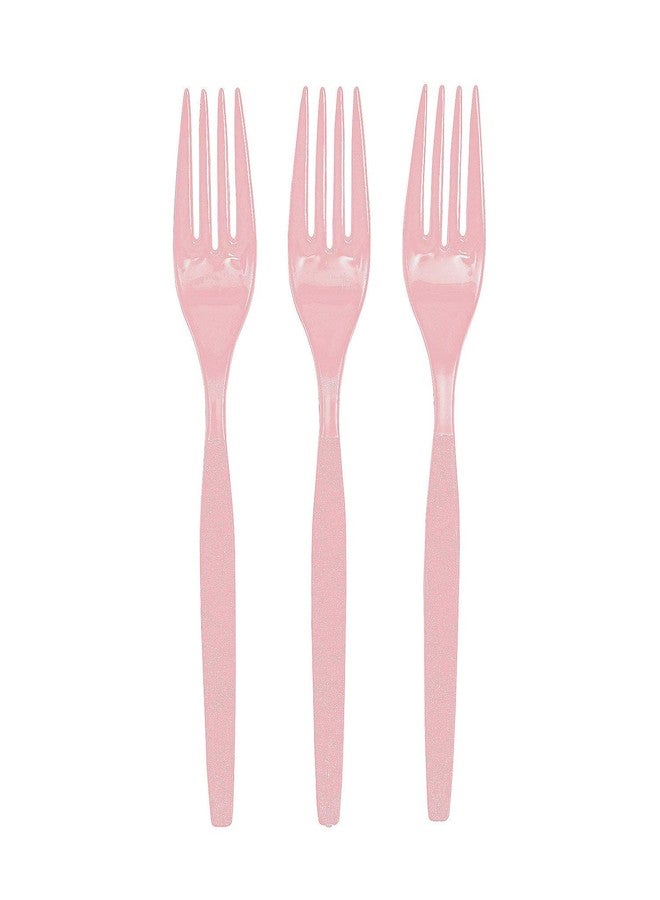 Fun Express - Light Pink Plastic Forks (50 Pc) - Party Supplies - Solid Tableware - Cutlery - 50 Pieces