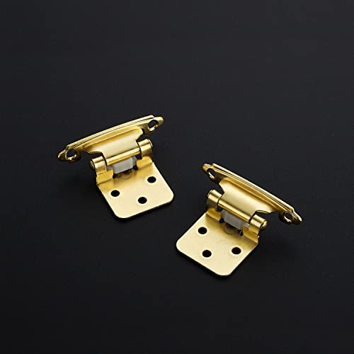 Ravinte 60 Pack 30 Pairs 12 inch Overlay Cabinet Hinges SelfClosing SemiConcealed Face Mount Satin Brass Decorative Hardware with Door Bumpers for Kitchen Cupboard Doors Gold - Image 3