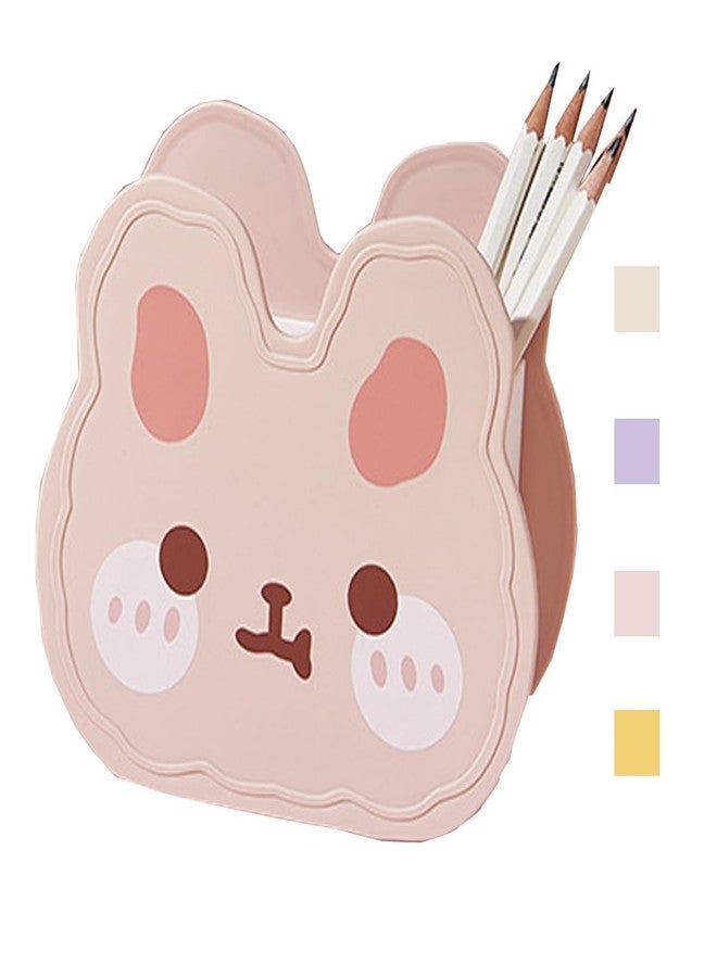 Hibucuo Acrylic Pen Pencil Brush Holder, Kawaii Cute Bear Bunny Desktop Organizer Decoration Korean Japanese Stylish Office Stationery Cosmetics Storage Box for Kids Office Make Up Brush - Image 1