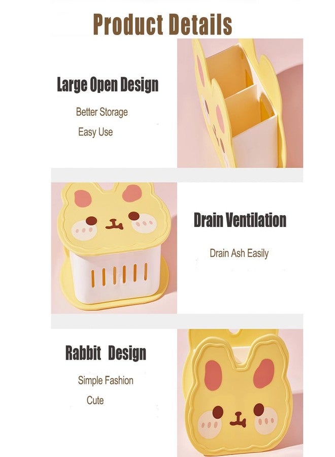 Hibucuo Acrylic Pen Pencil Brush Holder, Kawaii Cute Bear Bunny Desktop Organizer Decoration Korean Japanese Stylish Office Stationery Cosmetics Storage Box for Kids Office Make Up Brush - Image 2