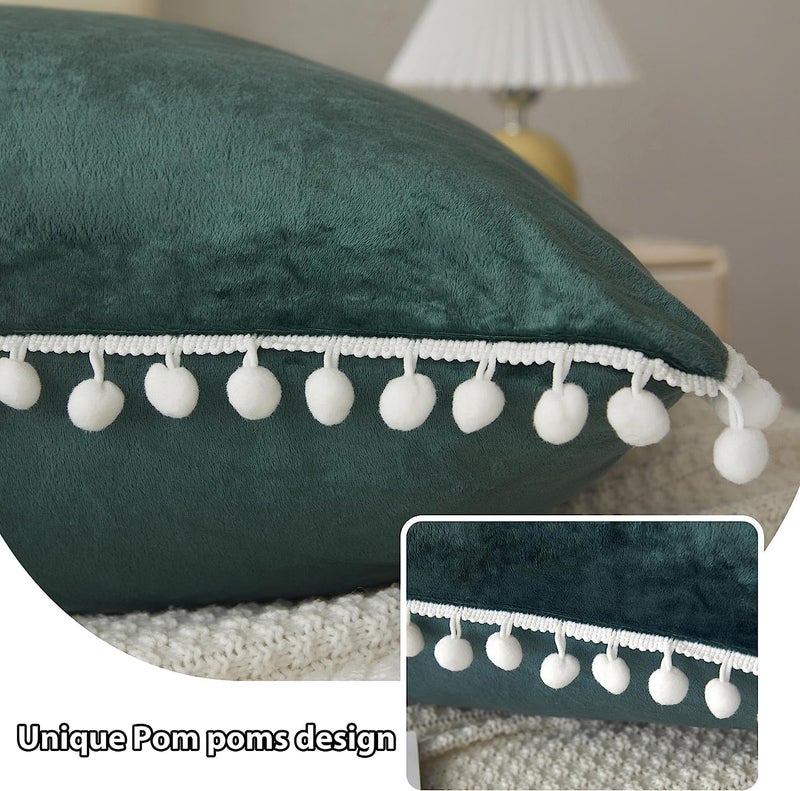CottonFry Solid 250 TC Ultra Soft Velvet Body Pillow Cover/Case Pillowcase with Hidden Zipper, Zippered Body Pillow Case (Teal Green with Pompom, 20x54, 1 piece) - Image 4