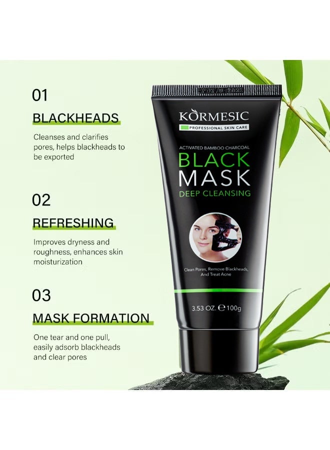 Kormesic Blackhead Remover Mask, Charcoal Peel Off Face Mask, Bamboo Charcoal Blackhead Remover Peel Off Mask For Nose And Face Purifies Pores Removes Dirt And Impurities For All Skin Types, 100G - Image 5