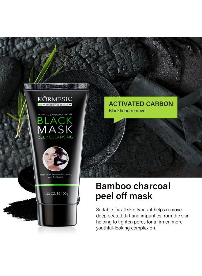 Kormesic Blackhead Remover Mask, Charcoal Peel Off Face Mask, Bamboo Charcoal Blackhead Remover Peel Off Mask For Nose And Face Purifies Pores Removes Dirt And Impurities For All Skin Types, 100G - Image 4