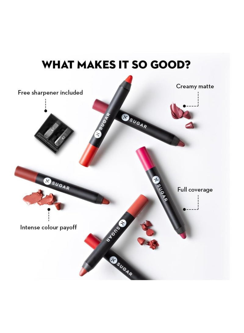 شوجر كوزماتيكس أحمر شفاه مات آز هيل كرايون من سوغار كوزماتيكس، 05 روز داوسون (وردي وردي)، تركيبة غنية بالصبغة، قوام كريمي، لمسة نهائية مطفية تدوم طويلاً - Image 3