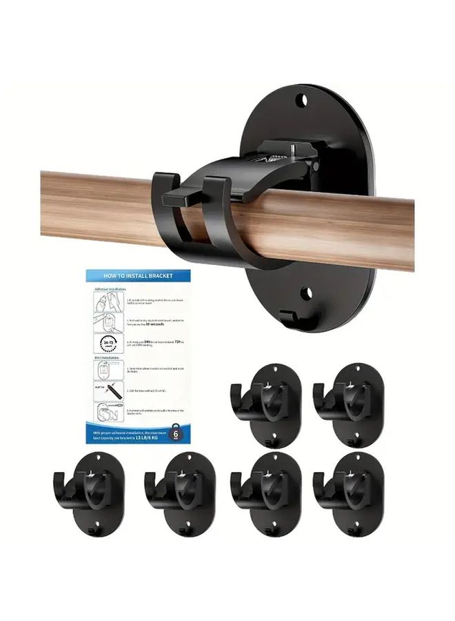 2 Pack Black Self Adhesive Curtain Rod Brackets No Drill Adjustable Rod Holders - Image 3