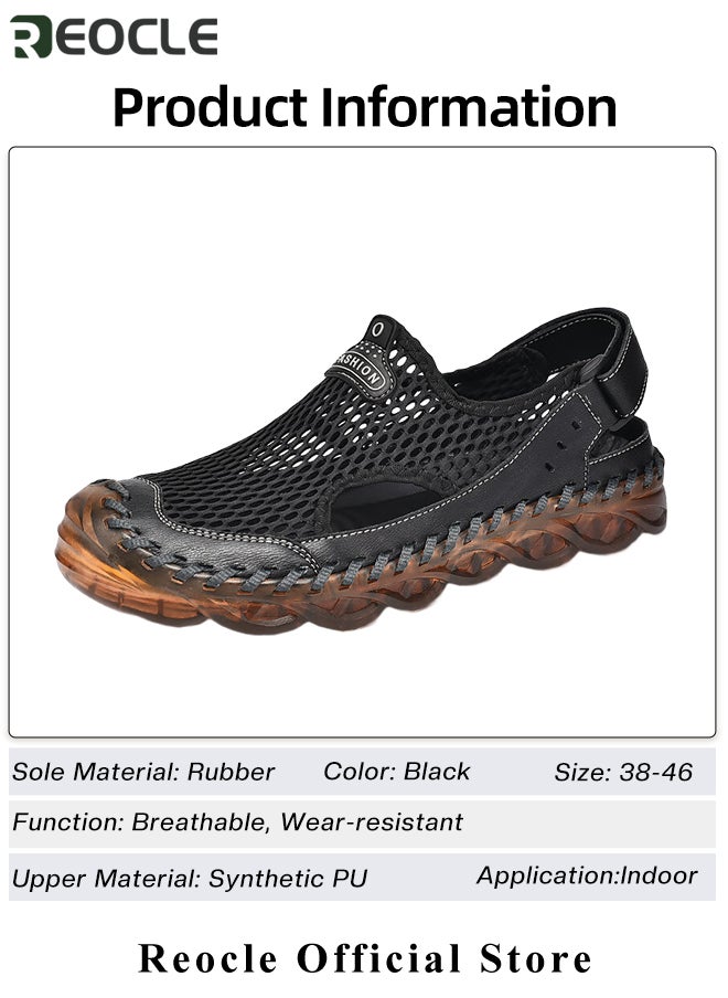 Men's Mesh Hiking Sandals Closed Toe Outdoor Shoes Breathable Loafers Slippers Flip Flops Beach Sandal for Hiking & Outdoor Activities