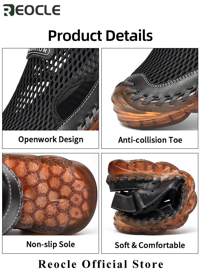 Men's Mesh Hiking Sandals Closed Toe Outdoor Shoes Breathable Loafers Slippers Flip Flops Beach Sandal for Hiking & Outdoor Activities