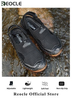 REOCLE Men's Mesh Hiking Sandals Closed Toe Outdoor Shoes Breathable Loafers Slippers Flip Flops Beach Sandal for Hiking & Outdoor Activities  - Image 5