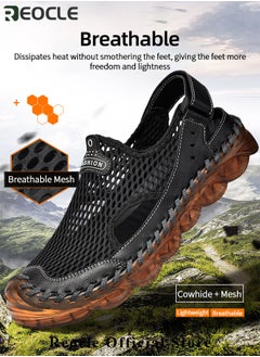 REOCLE Men's Mesh Hiking Sandals Closed Toe Outdoor Shoes Breathable Loafers Slippers Flip Flops Beach Sandal for Hiking & Outdoor Activities  - Image 2