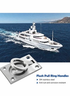 KASTWAVE Square Flush Pull Ring Handles, 2 Pack Stainless Steel Hidden Recessed Furniture Handle, Recessed Boat Hatch Latch Cabinet Flush Mount Lifting Ring Pull Handle (2.44 x 1.73 Inch)  - Image 5