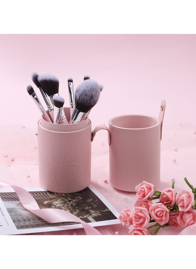 MAK Shiny Makeup Brushes 9 Pcs Set with Leather Case, Multi Use with Synthetic Hair (9 Pcs + Leather Case Holder)  - Image 3