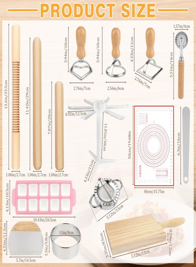 TREWAVE 15 Pcs Pasta Making Tools Set, Homemade Pasta Making Kit Includes Ravioli Maker Mold, Gnocchi Board, Pasta Drying Rack, Red Pastry Mat and Rolling Pin for Beginners & Home Chefs - Image 2