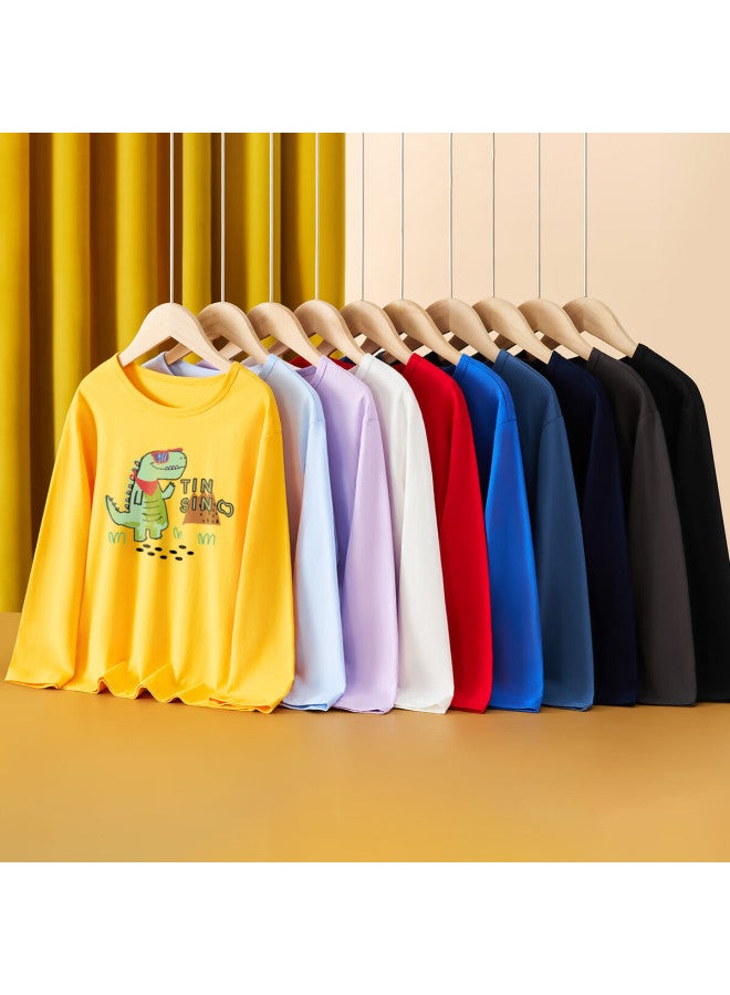 Tinsino Children's T-shirt, Boys And Girls Long-sleeve Round Neck Top, Versatile Clothing, Kids' Wear, Three-color Frame