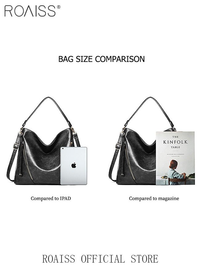 roaiss - 2-Piece Large Capacity Tote Bag Shopping Handbag Travel Crossbody Bag With Wallet Set - Image 1