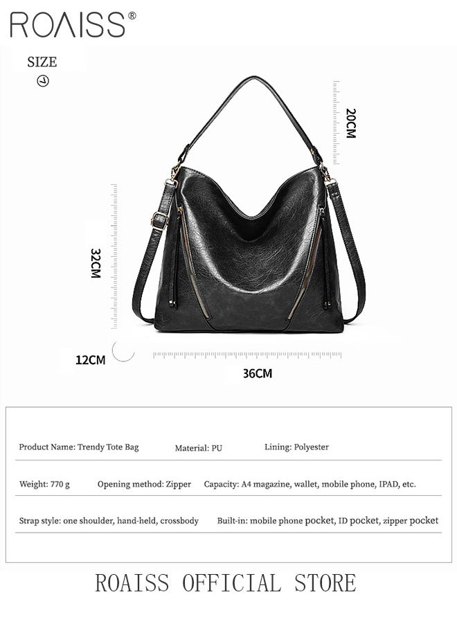 roaiss - 2-Piece Large Capacity Tote Bag Shopping Handbag Travel Crossbody Bag With Wallet Set - Image 1