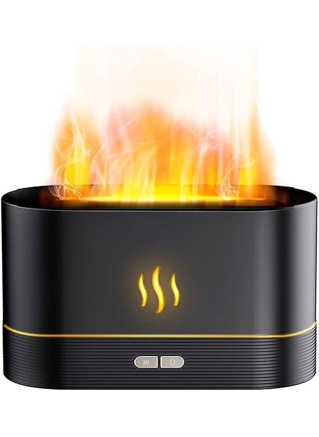 SVECKE Flame Aroma Diffuser with Flame Light, Mist Humidifier Aromatherapy Diffuser with Waterless Auto-Off Protection for Spa Home Yoga Office Bedroom (Black) 