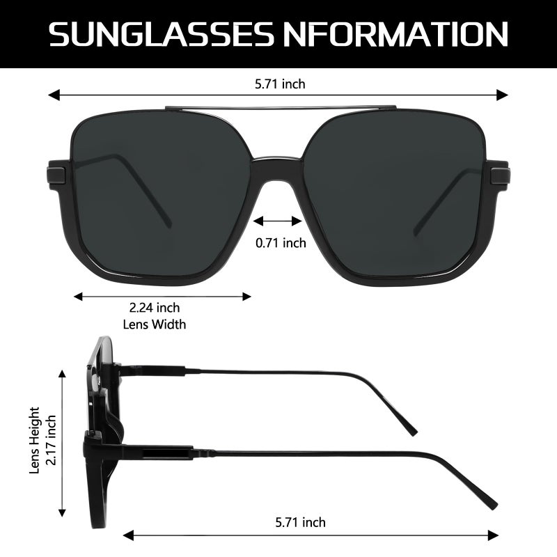 GUVIVI Retro Oversized Aviator Sunglasses for Women Men Square Semi-Rimless Double Bridge Sun Glasses 70s Trendy Shades Pilot-style - Image 5