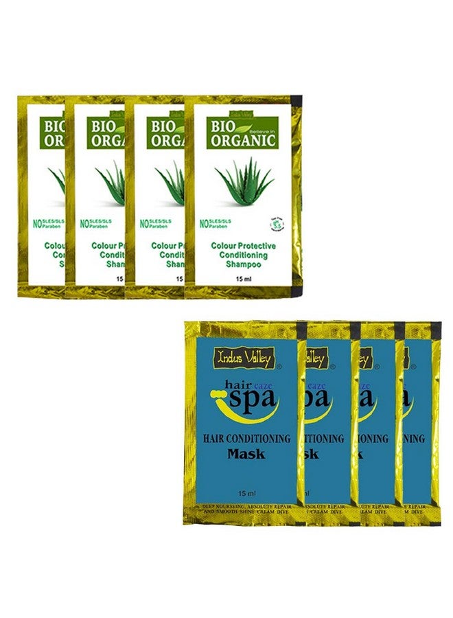 INDUS VALLEY Hair Eaze Spa 4 Sachets and CP Shampoo 4 Sachets Hair Care Combo (120 ml) - Image 1