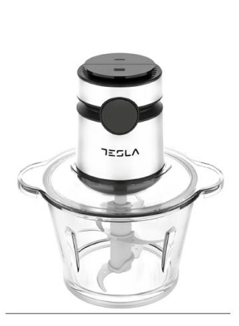 تسلا كبة تسلا 500 واط بسعة وعاء زجاج 3 لتر شفرة 3 قطع للحوم والخضروات + مقشرة ثوم + مضرب خفق هيكل ستانلس ستيل - Image 1