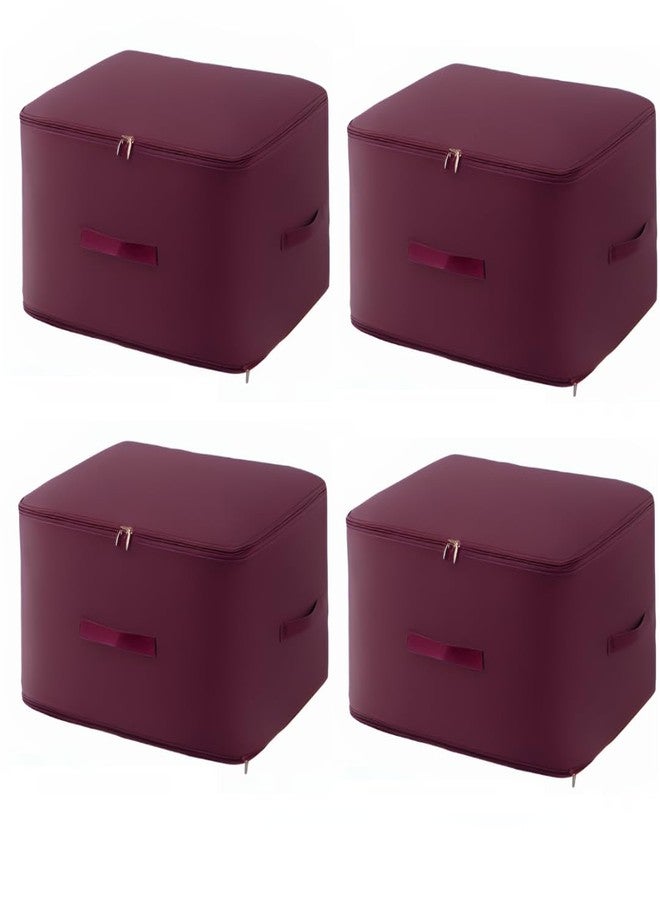 MBW Dustproof and Moisture-proof Compression Storage Bag, Ultra Space Saving Self Compression Organizer, Comforter Storage Bag, Folding Organizer bag for Bedding (Maroon, Pack of 4) - Image 1