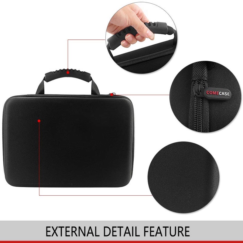 Comecase صندوق تنظيم الساعات Comecase بـ 10 فتحات / علبة عرض ساعات للرجال تناسب جميع الساعات حتى 42 مم مع 4 جيوب إضافية (أسود) - Image 2