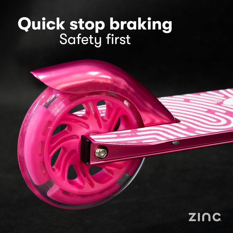 ZINC Two Wheeled Folding Light Up Scooter - Light up LED Wheels, Folding, Fold Down Handles, Non-Slip Deck, Height Adjustable, For Ages 3+, Great Gift Idea - Image 2