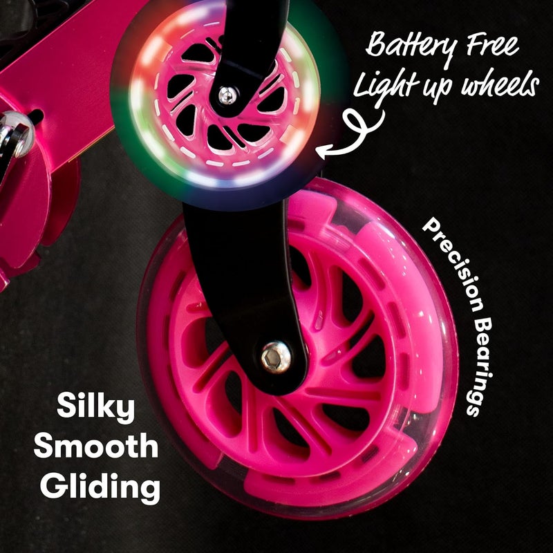 ZINC Two Wheeled Folding Light Up Scooter - Light up LED Wheels, Folding, Fold Down Handles, Non-Slip Deck, Height Adjustable, For Ages 3+, Great Gift Idea - Image 5