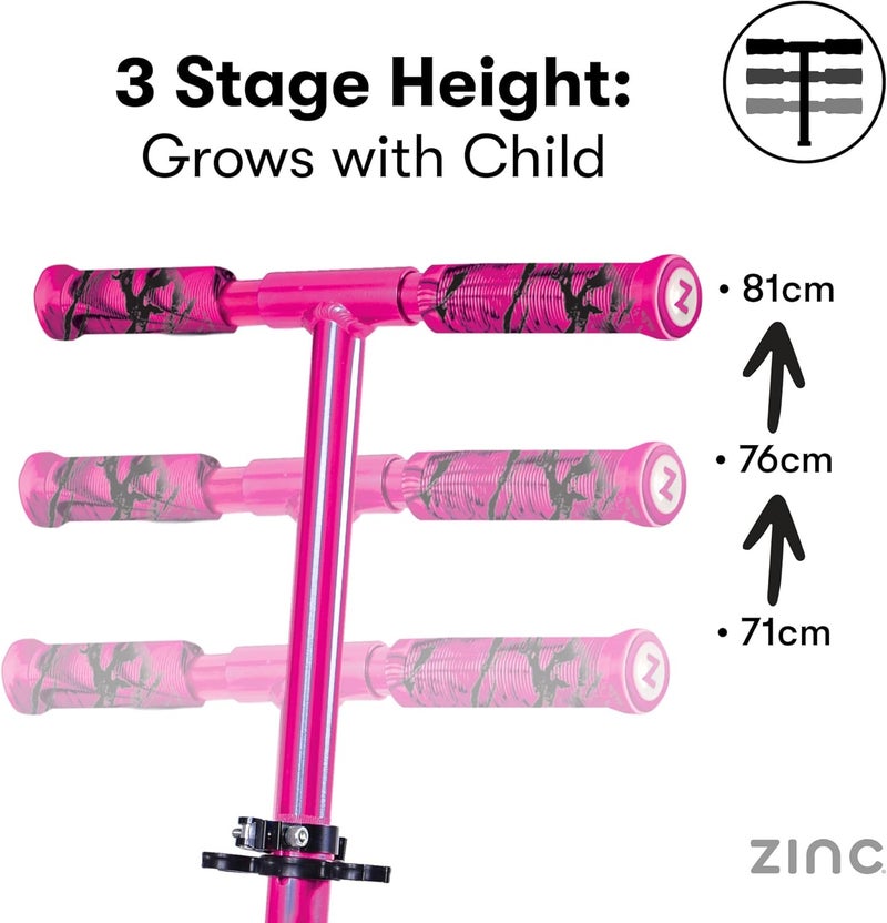 ZINC Two Wheeled Folding Light Up Scooter - Light up LED Wheels, Folding, Fold Down Handles, Non-Slip Deck, Height Adjustable, For Ages 3+, Great Gift Idea - Image 1
