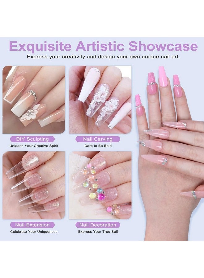 Lavender Violets Acrylic Nail Kit - 30G Clear, White, Pink Acrylic Powder And 80Ml Acrylic Liquid Set With Brush, Nail Forms, And Tools For Beginners Home Salon N301 - Image 4