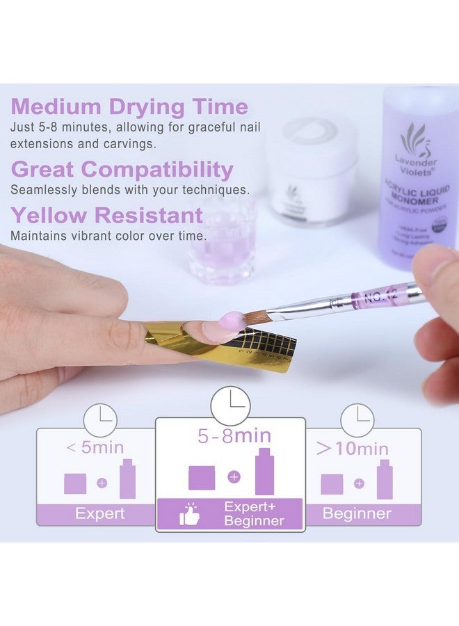 Lavender Violets Acrylic Nail Kit - 30G Clear, White, Pink Acrylic Powder And 80Ml Acrylic Liquid Set With Brush, Nail Forms, And Tools For Beginners Home Salon N301 - Image 5