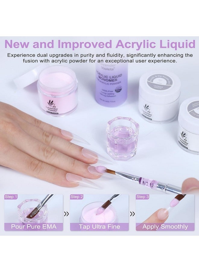 Lavender Violets Acrylic Nail Kit - 30G Clear, White, Pink Acrylic Powder And 80Ml Acrylic Liquid Set With Brush, Nail Forms, And Tools For Beginners Home Salon N301 - Image 3