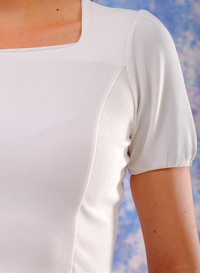 مرفوعة توب قصير أبيض نسائي مجسم بنقشة مميزة - Image 2