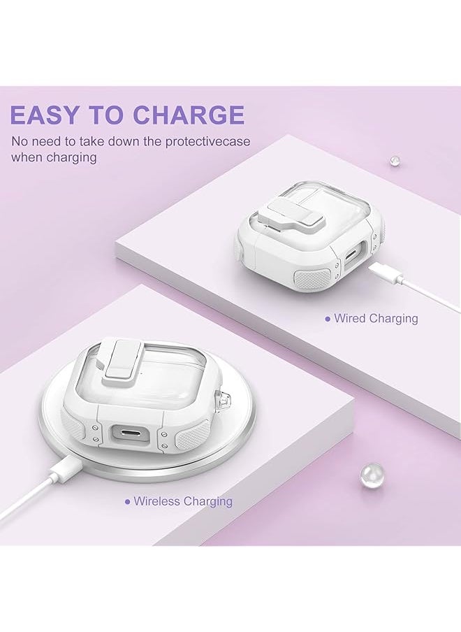 erorex - For Airpods 3 Clear Case Cover Automatic Snap For Switch Secure Lock Case For Airpod 3Rd 2021 Generation Case Cover With Cute Candy Keychain For Women White - Image 1