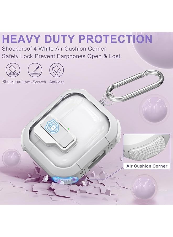erorex - For Airpods 3 Clear Case Cover Automatic Snap For Switch Secure Lock Case For Airpod 3Rd 2021 Generation Case Cover With Cute Candy Keychain For Women White - Image 1