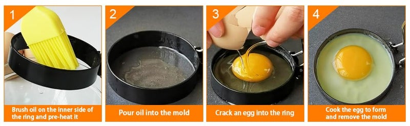 RoarCraft Egg Rings for Frying Eggs and Egg McMuffins, Egg Mold for Breakfast Sandwiches, Egg Rings for Griddle, Egg Circle Mold, Round Egg Shaper Mold - Image 4
