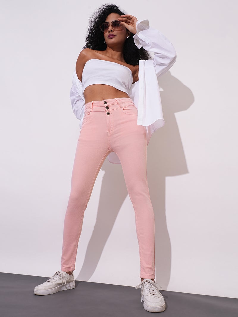 globus Globus Women Skinny Fit Clean Look High-Rise Pure Cotton Jeans  - Image 1